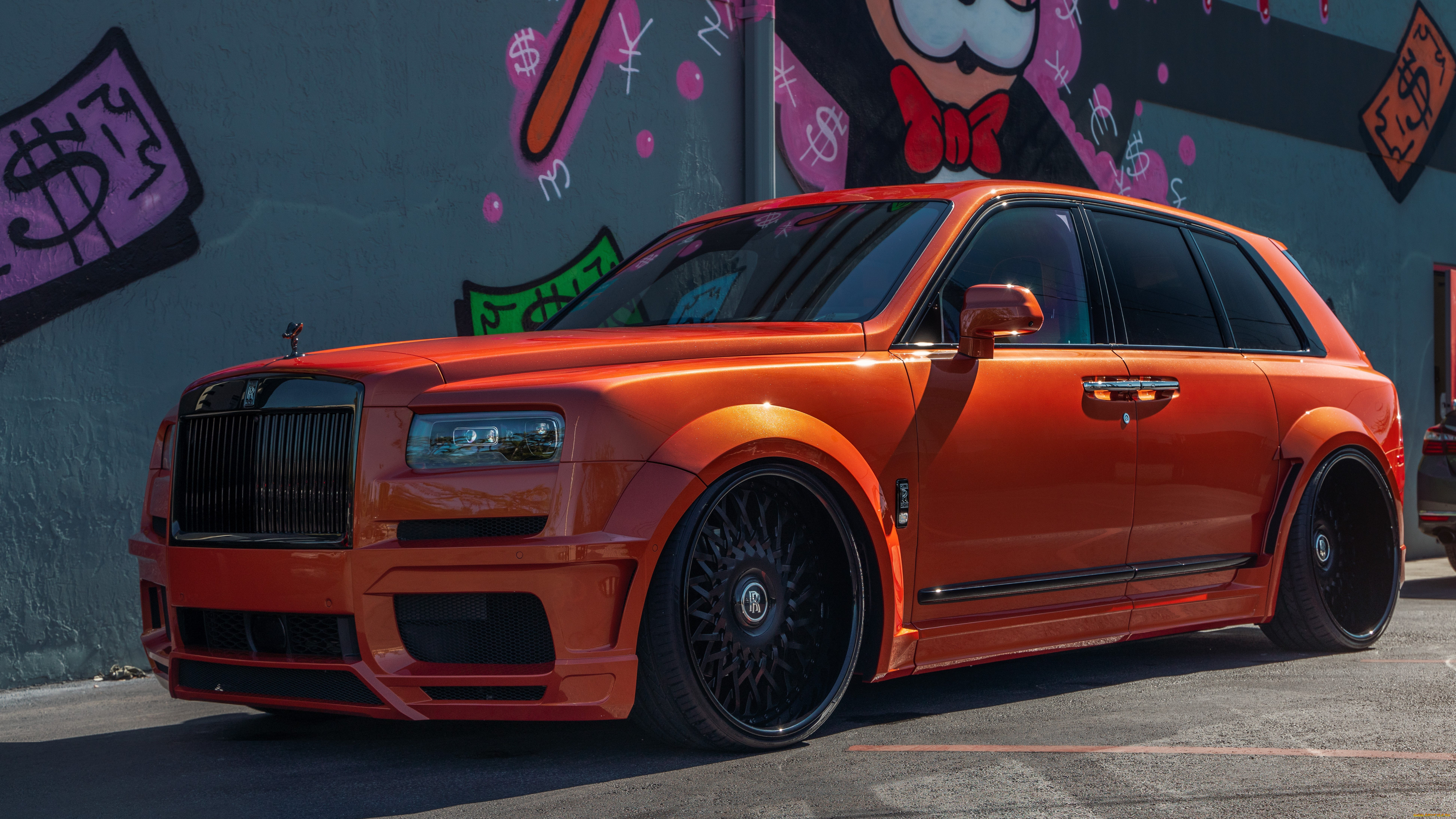 , , rolls-royce, orange, rolls, royce, graffiti, monopoly, black, wheels, cullinan